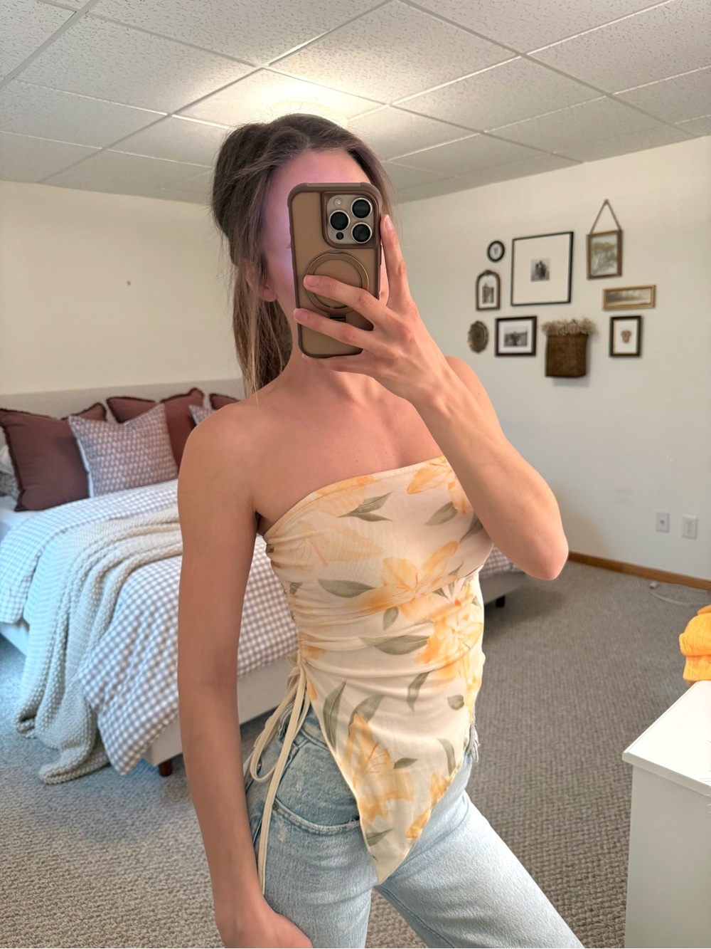 Floral Strapless Tube Top - Picture 2 of 4